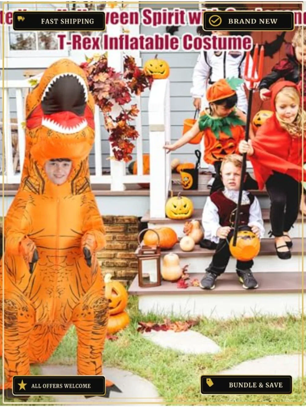 Inflatable T-Rex Dinosaur Costume Polyester Halloween Cosplay Themed Parties